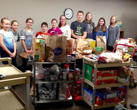 Student Council hosted a "Packing the Pantry for Pontiac" breakfast. This event brought in 764 pantry items, plus $45 in cash donations for our sister congregation, St. Paul, to help feed their community in Pontiac. 